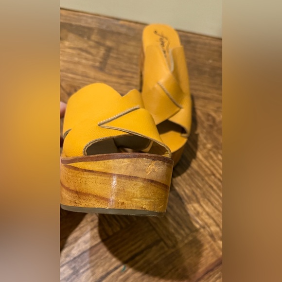Free People Kora Platform Leather Wooden Clogs Sweetheart Shoes Sandals 37 7 - Picture 7 of 7